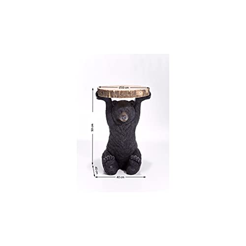 Table d'Appoint Animal Bear, Ours, Marron/Noir, Rond, Diamètre 33cm, Capacité de Charge max 20kg, Table de Salon, Meuble, Deco Intérieur, Decoration Chambre, Maison - TABLE BOIS