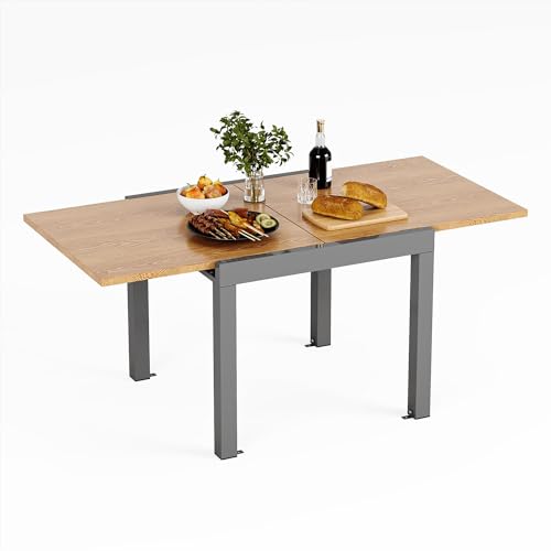 Table de Jardin Exterieur,Aluminium Extensible 80/160cm Table a Manger de Jardin,Imperméable,Antirouille et Résistant Aux Rayures,Beige