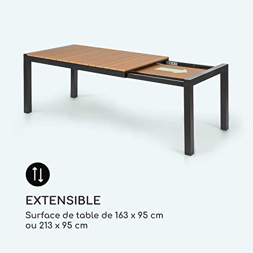 Table de Jardin, Table à rallonge, Extensible, matériaux: Aluminium/polywood, thermolaqué, Pieds réglables, Surface de la Table Max .: 213x95 cm - Teck