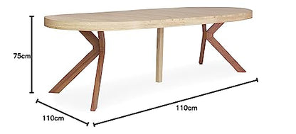 Table a Manger avec Pied de Table Metal | Table Ronde Extensible Salle a Manger ou Cuisine avec Pied Central| Bois, Metal | Myriade |Diamètre 110 cm x H75 cm Dépliée: L110 x P160-210-260 x H75 - TABLE BOIS