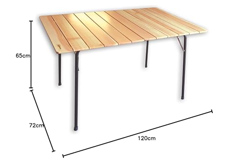 Table Pliante, Pieds Noir Mat, Plateau Mélèze Naturel, 80 x 120