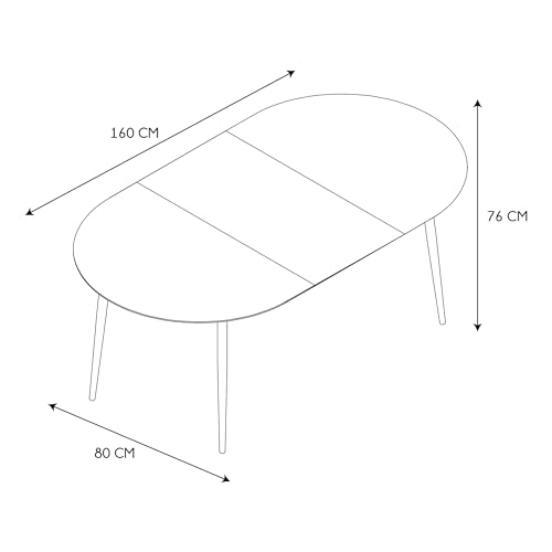 Table Repas Extensible en métal et Bois 4 à 6 Personnes A, Marron Noir, 160x75x80 - TABLE BOIS