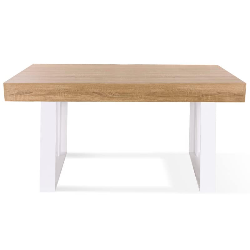 Table à Manger Rectangle Phoenix 6 Personnes Bois et Blanc 160 cm - TABLE BOIS