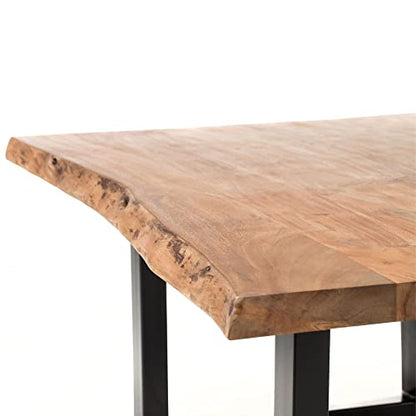 Table Basse en Bois d'acacia Massif avec Armature en métal Noir, 110 x 45 x 70 cm