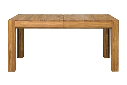 Table de salle à manger extensible XL 160-280 cm en bois massif chêne, idéale pour cuisine, salon, meubles de style rustique nordique, couleur chêne naturel