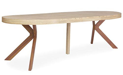 Table a Manger avec Pied de Table Metal | Table Ronde Extensible Salle a Manger ou Cuisine avec Pied Central| Bois, Metal | Myriade |Diamètre 110 cm x H75 cm Dépliée: L110 x P160-210-260 x H75 - TABLE BOIS