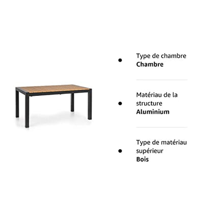 Table de Jardin, Table à rallonge, Extensible, matériaux: Aluminium/polywood, thermolaqué, Pieds réglables, Surface de la Table Max .: 213x95 cm - Teck