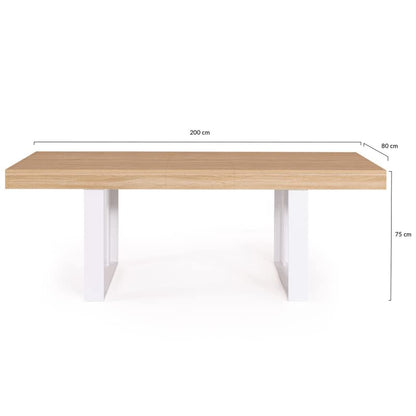 Table à Manger Extensible Rectangle Phoenix 6-10 Personnes Bois et Blanc 160-200 cm