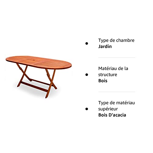 Table de Jardin Pliable 'Alabama' en Bois d'Acacia pré-huilé certifié FSC - Table Pliante terrasse Balcon