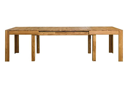 Table de salle à manger extensible XL 160-280 cm en bois massif chêne, idéale pour cuisine, salon, meubles de style rustique nordique, couleur chêne naturel