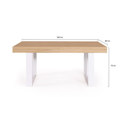 Table à Manger Extensible Rectangle Phoenix 6-10 Personnes Bois et Blanc 160-200 cm