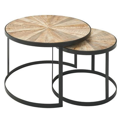 Table gigogne ronde en bois de manguier - TABLE BOIS