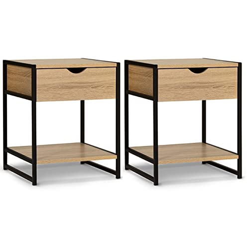 Lot de 2 Tables de Chevet Design Industriel