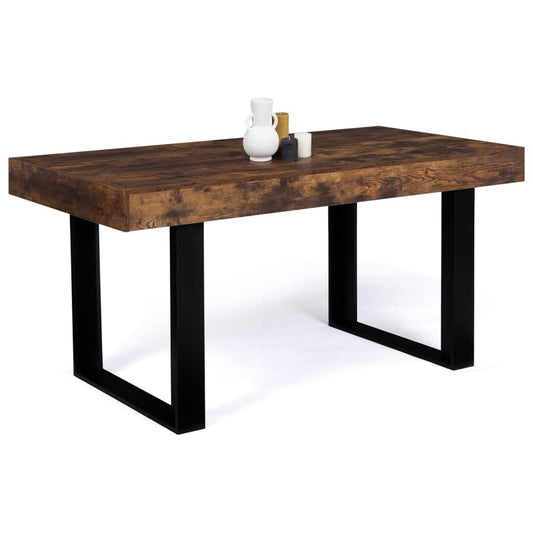 Table à Manger Rectangle Bois Effet Vieilli et Noir 160 cm - TABLE BOIS