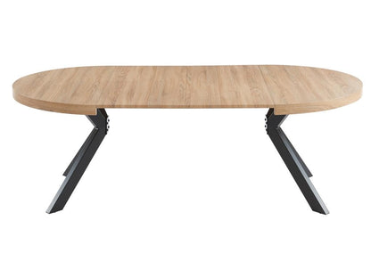 Table à Manger Extensible 4 à 8 Personnes en MDF et Acier - Naturel Clair et Noir