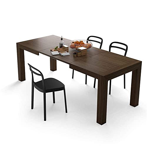 Table à Manger Extensible, Iacopo, 140(220) x90 cm, Noyer, pour 6-10 Personnes, Table Extensible pour Cuisine, Salon, Made in Italy