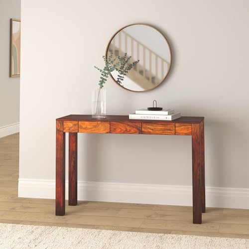 Table Console avec 3 Tiroirs Bois Massif de =Table d'Appoint