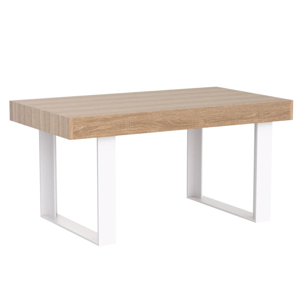 Table à Manger Rectangle Phoenix 6 Personnes Bois et Blanc 160 cm - TABLE BOIS