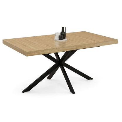 Table à Manger Extensible Rectangle avec Rangement 6-10 Personnes Bois et Noir 160-200 cm - TABLE BOIS