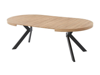 Table à Manger Extensible 4 à 8 Personnes en MDF et Acier - Naturel Clair et Noir