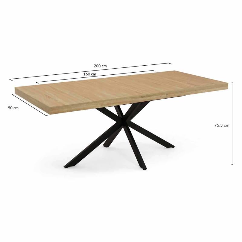 Table à Manger Extensible Rectangle avec Rangement 6-10 Personnes Bois et Noir 160-200 cm - TABLE BOIS