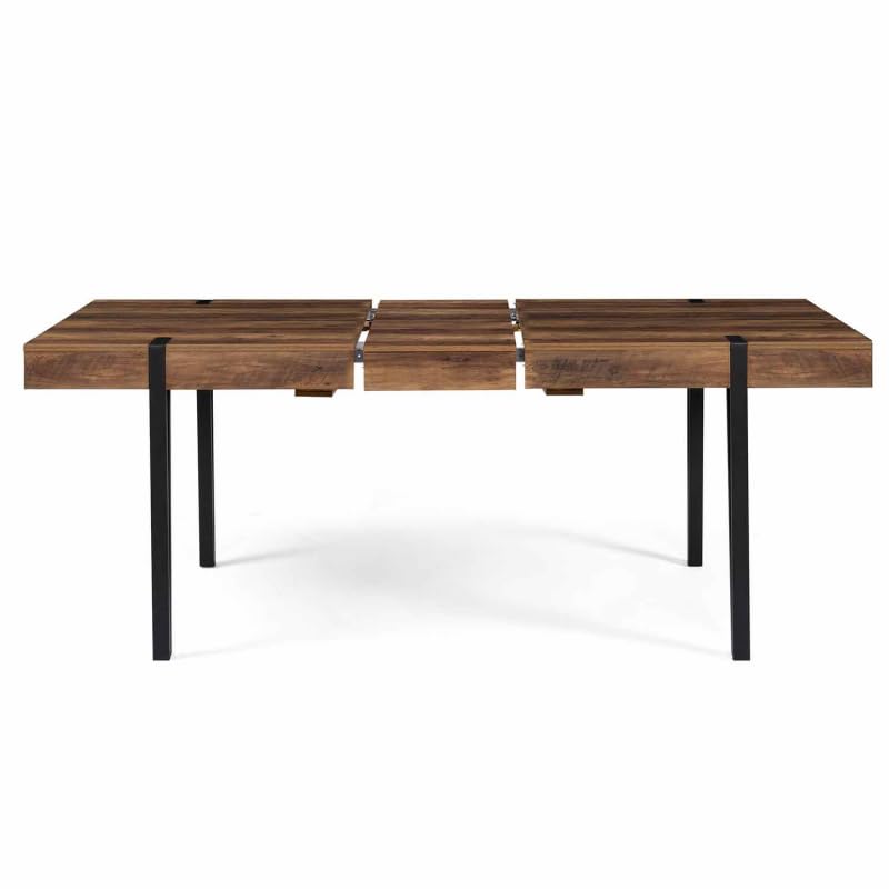 Table à Manger Extensible Rectangle Austria 6-10 Personnes Bois Pied épingle Noir 160-200 cm