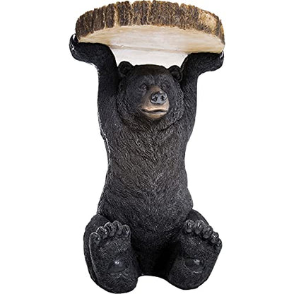 Table d'Appoint Animal Bear, Ours, Marron/Noir, Rond, Diamètre 33cm, Capacité de Charge max 20kg, Table de Salon, Meuble, Deco Intérieur, Decoration Chambre, Maison - TABLE BOIS