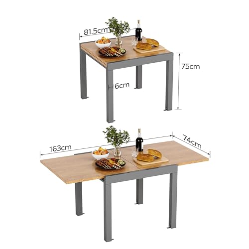 Table de Jardin Exterieur,Aluminium Extensible 80/160cm Table a Manger de Jardin,Imperméable,Antirouille et Résistant Aux Rayures,Beige