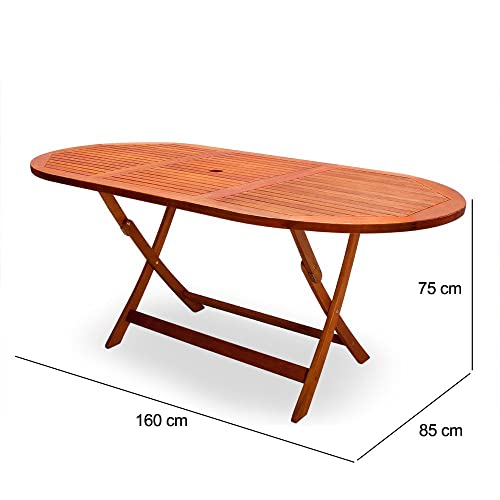 Table de Jardin Pliable 'Alabama' en Bois d'Acacia pré-huilé certifié FSC - Table Pliante terrasse Balcon