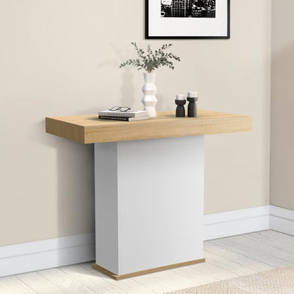 Table Console Extensible 10 Personnes 235 cm Bois et Blanc