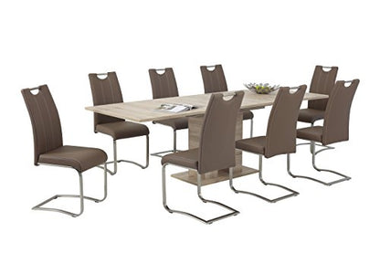 Table Coulissante Avec Piètement À Colonnes, Matériau Dérivé Du Bois Avec Revêtement En Mélamine, Décor Chêne San Remo, Extensible Avec Coulisse Synchrone 140-220 x 90 cm