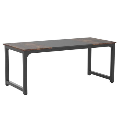 Table à Manger, 180 x 80 x 75 cm, pour 6-8 Personnes, Table de Salon, Bureau, pour Salle à Manger Industriel, Marron Rustique et Noir