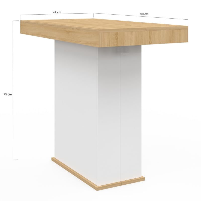 Table Console Extensible 10 Personnes 235 cm Bois et Blanc