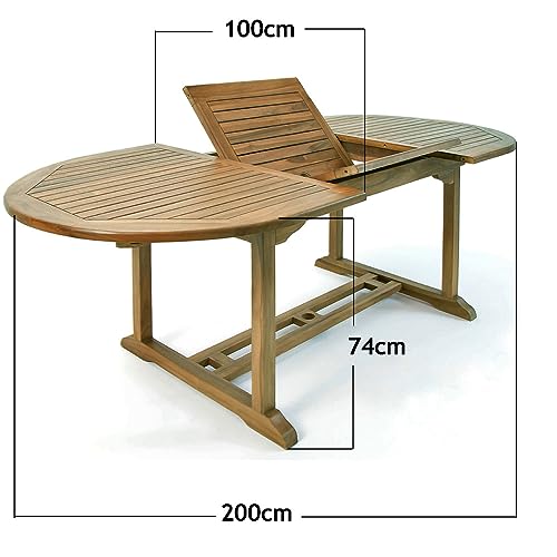 Table de Jardin Vanamo en Bois d'eucalyptus 200x100x74cm Table Extensible avec rallonge pour extérieur terrasse