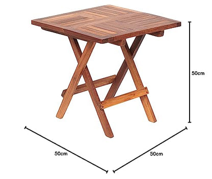 Table Pliante, Teck, Marron, 50x50x50 cm