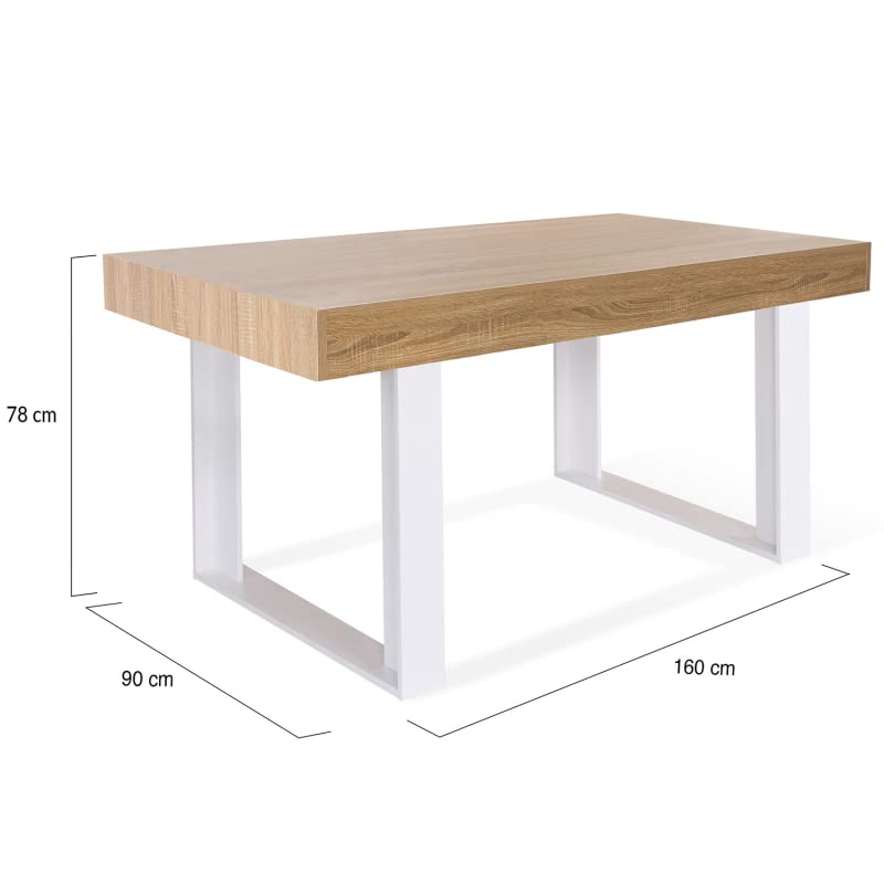 Table à Manger Rectangle Phoenix 6 Personnes Bois et Blanc 160 cm - TABLE BOIS