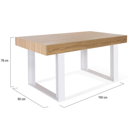 Table à Manger Rectangle Phoenix 6 Personnes Bois et Blanc 160 cm - TABLE BOIS