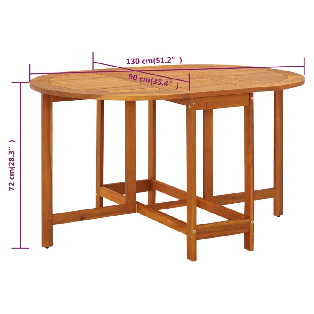 Table à Abattants d'Extérieur Table de Jardin Ovale Bois d'Acacia