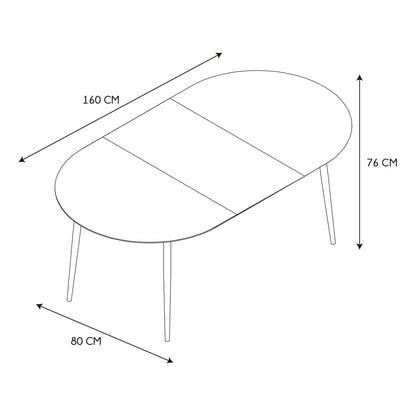 Table Repas Extensible en métal et Bois 4 à 6 Personnes A, Marron Noir, 160x75x80 - TABLE BOIS