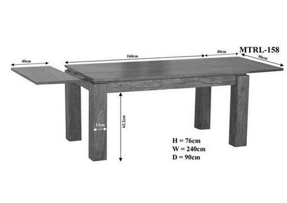 Table Extensible 160-240x90cm - Bois Massif de Palissandre laqué - Metro Life #158