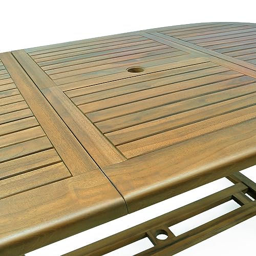 Table de Jardin Vanamo en Bois d'eucalyptus 200x100x74cm Table Extensible avec rallonge pour extérieur terrasse