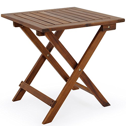 Table Basse Pliante en Bois d'acacia 46x46cm Table d'appoint Pliable pour Jardin terrasse Intérieur extérieur