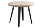 Table à Manger Ronde Extensible en Bois Coloris chêne Nordique Pieds Noir - diamètre 100-180 x Hauteur 76 cm