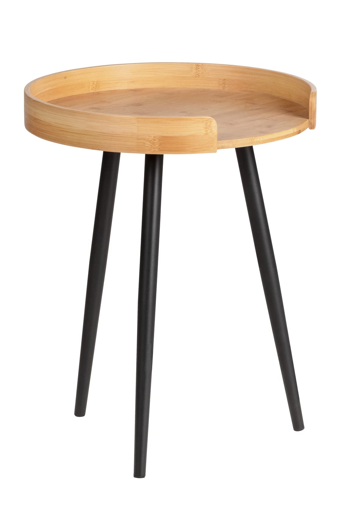 Table Basse Ronde, Table d'appoint Bout de canapé Bois, Table d'appoint pour Le Salon, Meuble de Salon Tendance Pied métal Noir, Bois Bambou, Ø 40 x 50 cm - TABLE BOIS