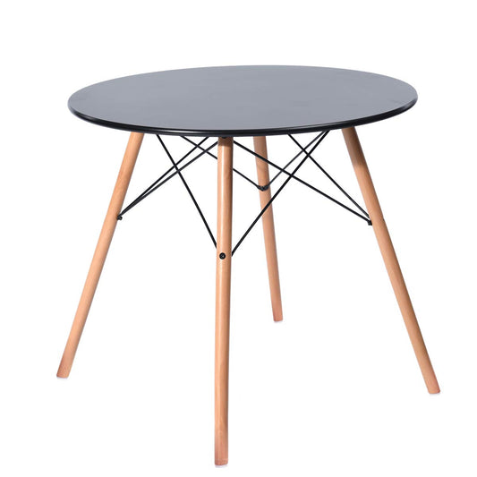 Table de Salle à Manger Scandinave Design Noir avec Jambes en hêtre 80 cm - TABLE BOIS