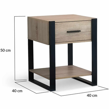 Lot de 2 Tables de Chevet 1 tiroir Bois et Noir