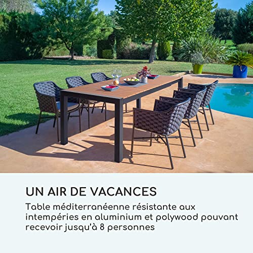 Table de Jardin, Table à rallonge, Extensible, matériaux: Aluminium/polywood, thermolaqué, Pieds réglables, Surface de la Table Max .: 213x95 cm - Teck