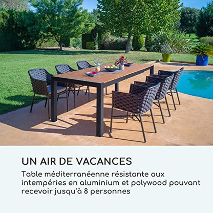 Table de Jardin, Table à rallonge, Extensible, matériaux: Aluminium/polywood, thermolaqué, Pieds réglables, Surface de la Table Max .: 213x95 cm - Teck