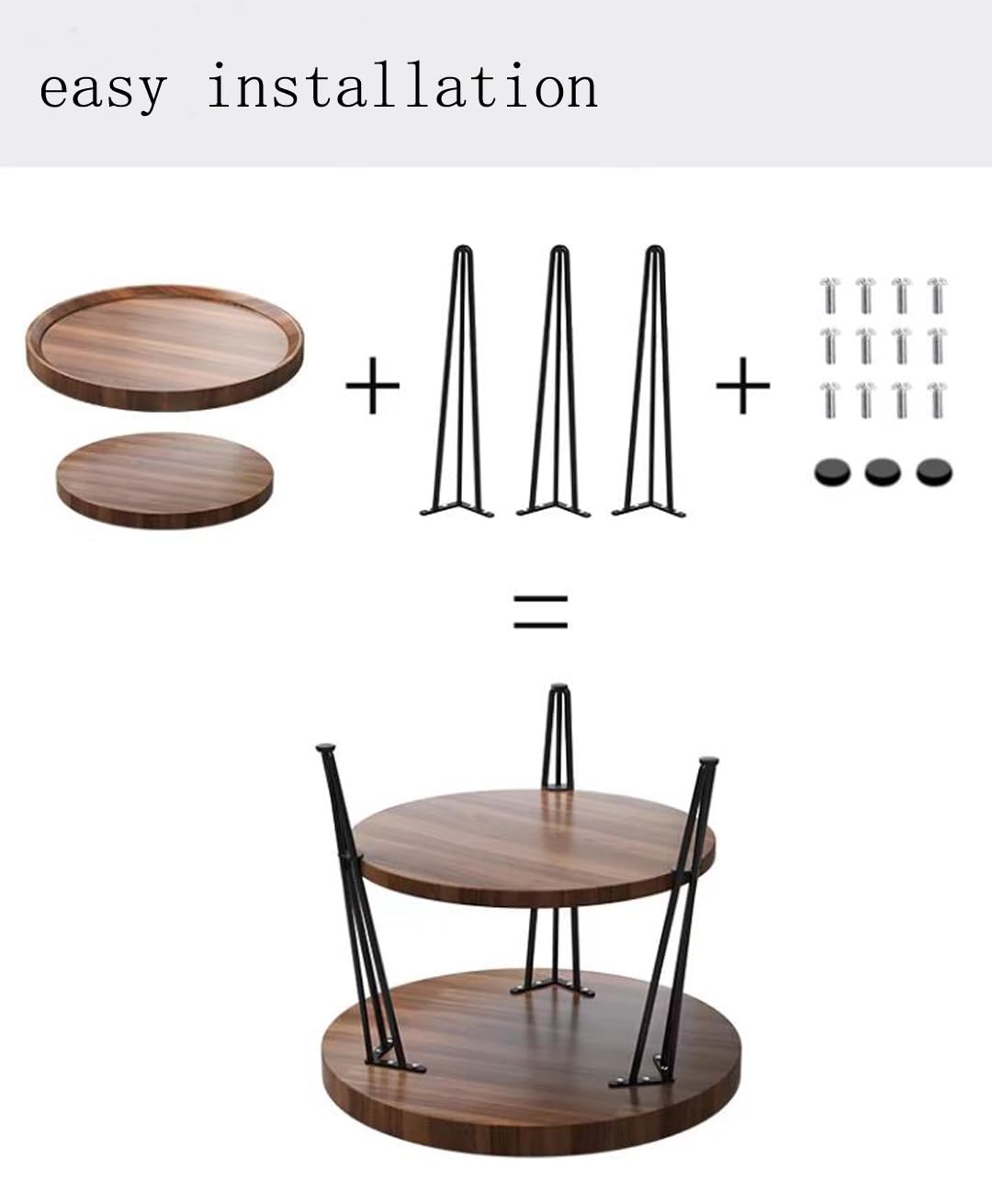 Table basse ronde avec 2 étages, table d'appoint en bois, table de salon, aspect bois, dimensions de la grande table d'appoint : 50 x 60 cm (Ø x H), petit plateau de table de 40 cm de - TABLE BOIS