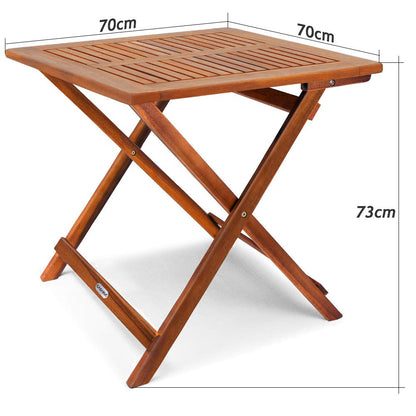 Table d'appoint Pliante en Bois d'acacia 70x70x73cm Table Basse carrée Pliable extérieur Jardin Camping